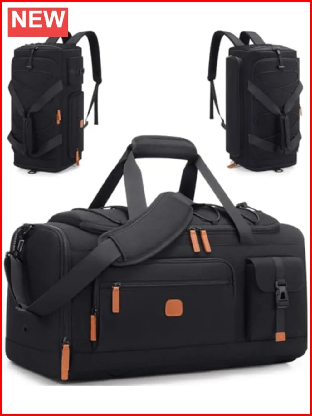 3-in-1 Duffel with Shoe & Laptop Compartment, Anti-Theft Travel Backpack